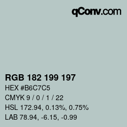 Color code: RGB 182 199 197 | qconv.com