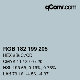 カラーコード: RGB 182 199 205 | qconv.com
