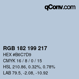Color code: RGB 182 199 217 | qconv.com