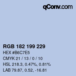 Color code: RGB 182 199 229 | qconv.com