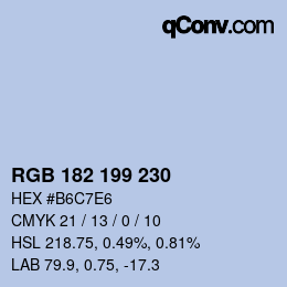 Color code: RGB 182 199 230 | qconv.com