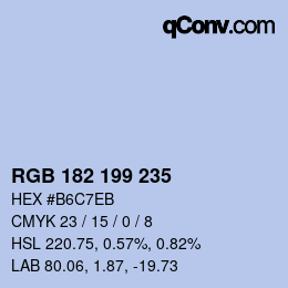 Color code: RGB 182 199 235 | qconv.com