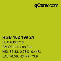 Color code: RGB 182 199 24 | qconv.com
