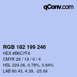 Color code: RGB 182 199 246 | qconv.com