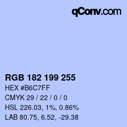 カラーコード: RGB 182 199 255 | qconv.com