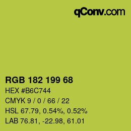 カラーコード: RGB 182 199 68 | qconv.com