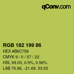 Color code: RGB 182 199 86 | qconv.com