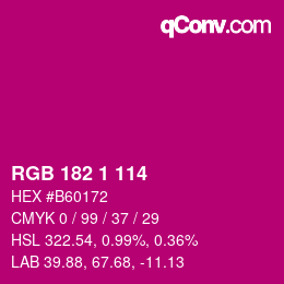 Code couleur: RGB 182 1 114 | qconv.com