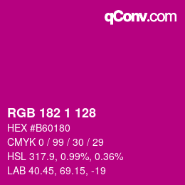 Color code: RGB 182 1 128 | qconv.com