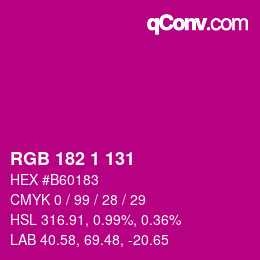 Color code: RGB 182 1 131 | qconv.com