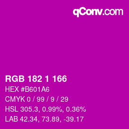 Color code: RGB 182 1 166 | qconv.com