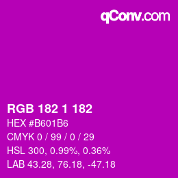 Color code: RGB 182 1 182 | qconv.com