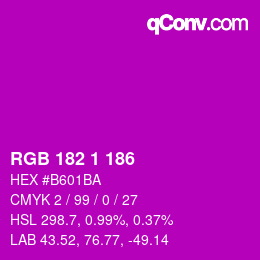 Color code: RGB 182 1 186 | qconv.com