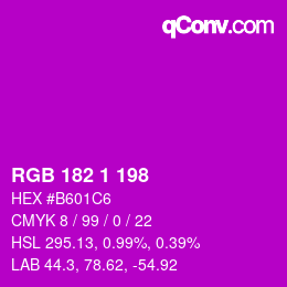Color code: RGB 182 1 198 | qconv.com