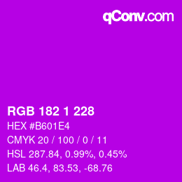 Color code: RGB 182 1 228 | qconv.com