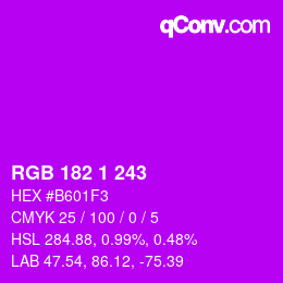 カラーコード: RGB 182 1 243 | qconv.com