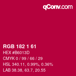 Color code: RGB 182 1 61 | qconv.com