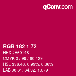カラーコード: RGB 182 1 72 | qconv.com