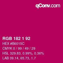 颜色代码: RGB 182 1 92 | qconv.com