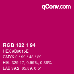 Color code: RGB 182 1 94 | qconv.com