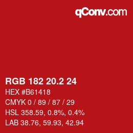 カラーコード: RGB 182 20.2 24 | qconv.com