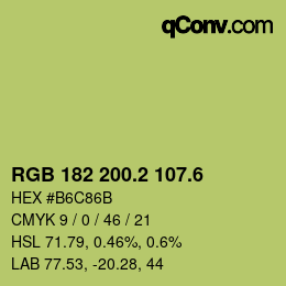 カラーコード: RGB 182 200.2 107.6 | qconv.com