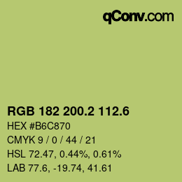 カラーコード: RGB 182 200.2 112.6 | qconv.com