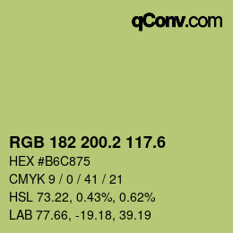 カラーコード: RGB 182 200.2 117.6 | qconv.com