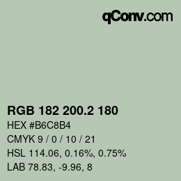 カラーコード: RGB 182 200.2 180 | qconv.com