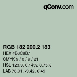 カラーコード: RGB 182 200.2 183 | qconv.com