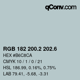 カラーコード: RGB 182 200.2 202.6 | qconv.com
