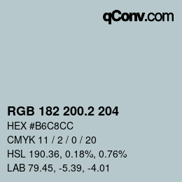カラーコード: RGB 182 200.2 204 | qconv.com
