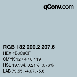 カラーコード: RGB 182 200.2 207.6 | qconv.com