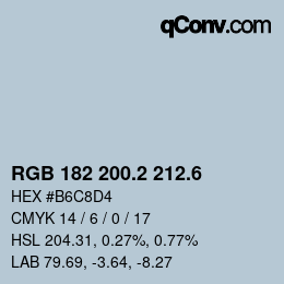 カラーコード: RGB 182 200.2 212.6 | qconv.com