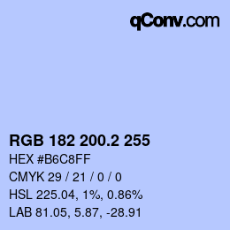 カラーコード: RGB 182 200.2 255 | qconv.com