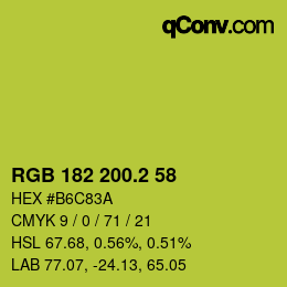 カラーコード: RGB 182 200.2 58 | qconv.com