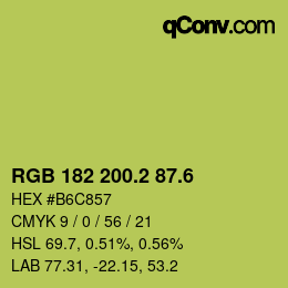 カラーコード: RGB 182 200.2 87.6 | qconv.com