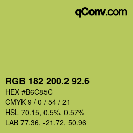 カラーコード: RGB 182 200.2 92.6 | qconv.com