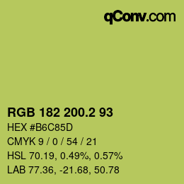 カラーコード: RGB 182 200.2 93 | qconv.com