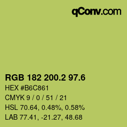 カラーコード: RGB 182 200.2 97.6 | qconv.com