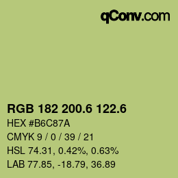 カラーコード: RGB 182 200.6 122.6 | qconv.com
