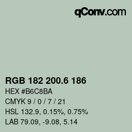 カラーコード: RGB 182 200.6 186 | qconv.com