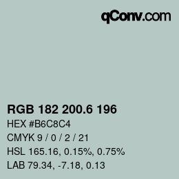 カラーコード: RGB 182 200.6 196 | qconv.com