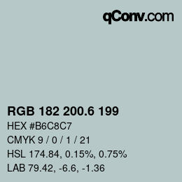 カラーコード: RGB 182 200.6 199 | qconv.com