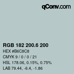 カラーコード: RGB 182 200.6 200 | qconv.com