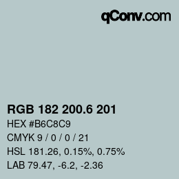 カラーコード: RGB 182 200.6 201 | qconv.com