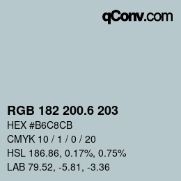 カラーコード: RGB 182 200.6 203 | qconv.com