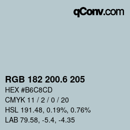 カラーコード: RGB 182 200.6 205 | qconv.com