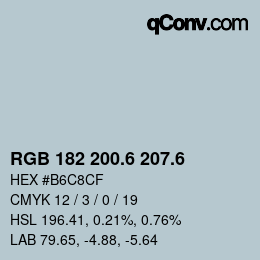 カラーコード: RGB 182 200.6 207.6 | qconv.com