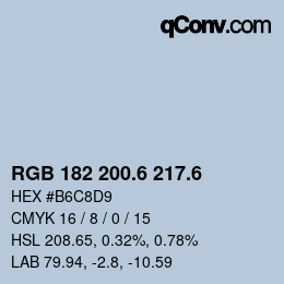 カラーコード: RGB 182 200.6 217.6 | qconv.com